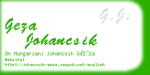 geza johancsik business card